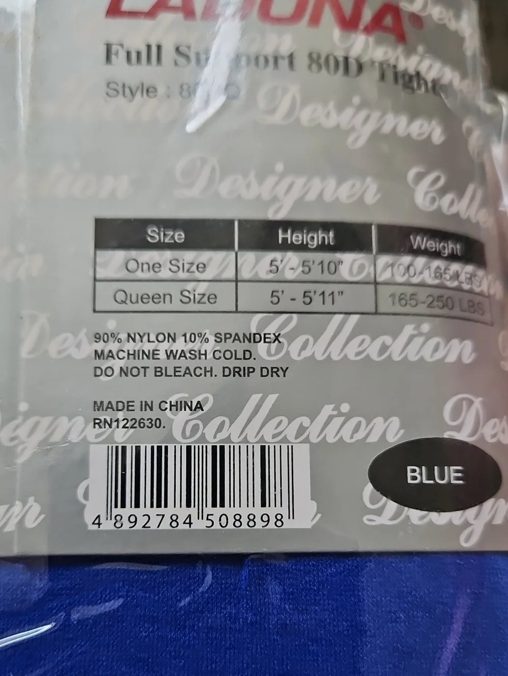 Ladona Footless Micrifiber Tights in Royal Blue- Queen Size